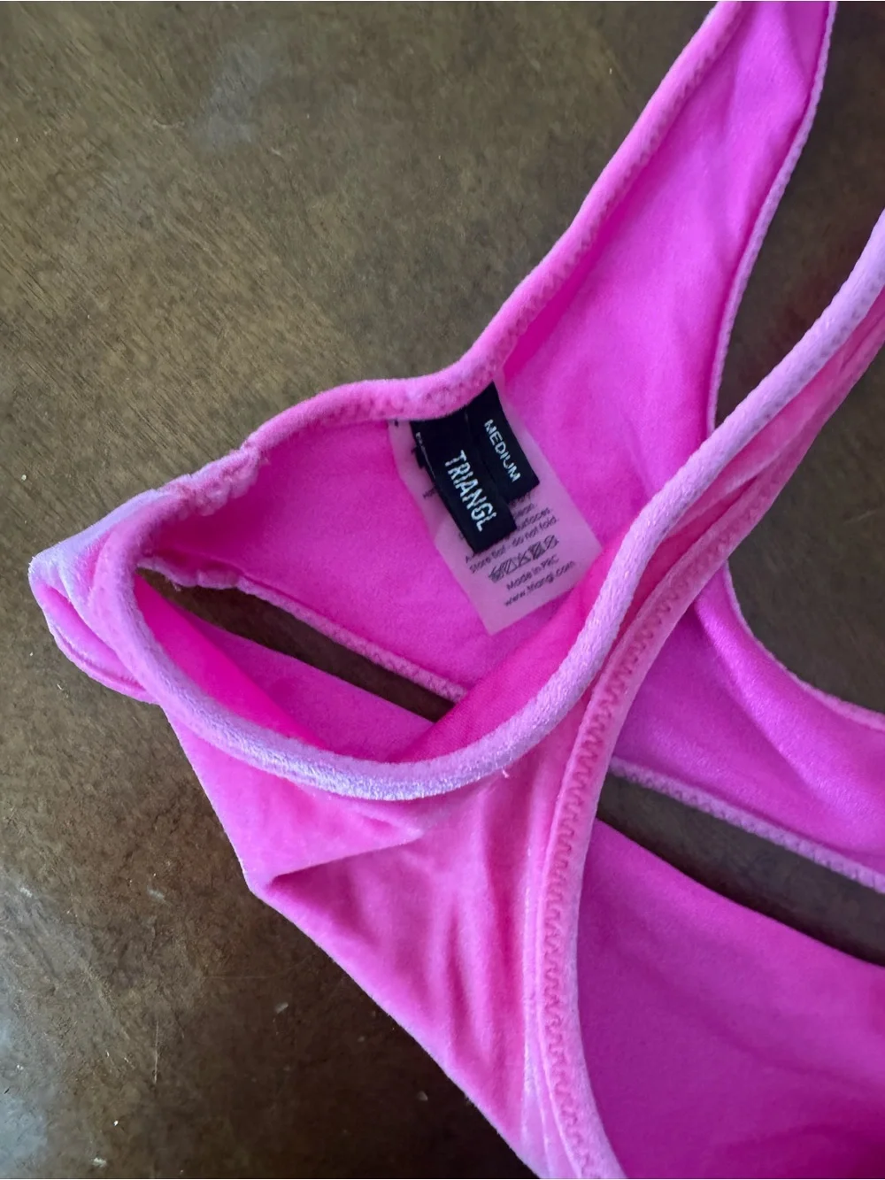 triangl swimwear Hot Pink Velvet Bikini Top